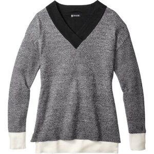 Smartwool Akamina Grey Merino Wool V-Neck‎ Sweater Pullover Large Colourblock